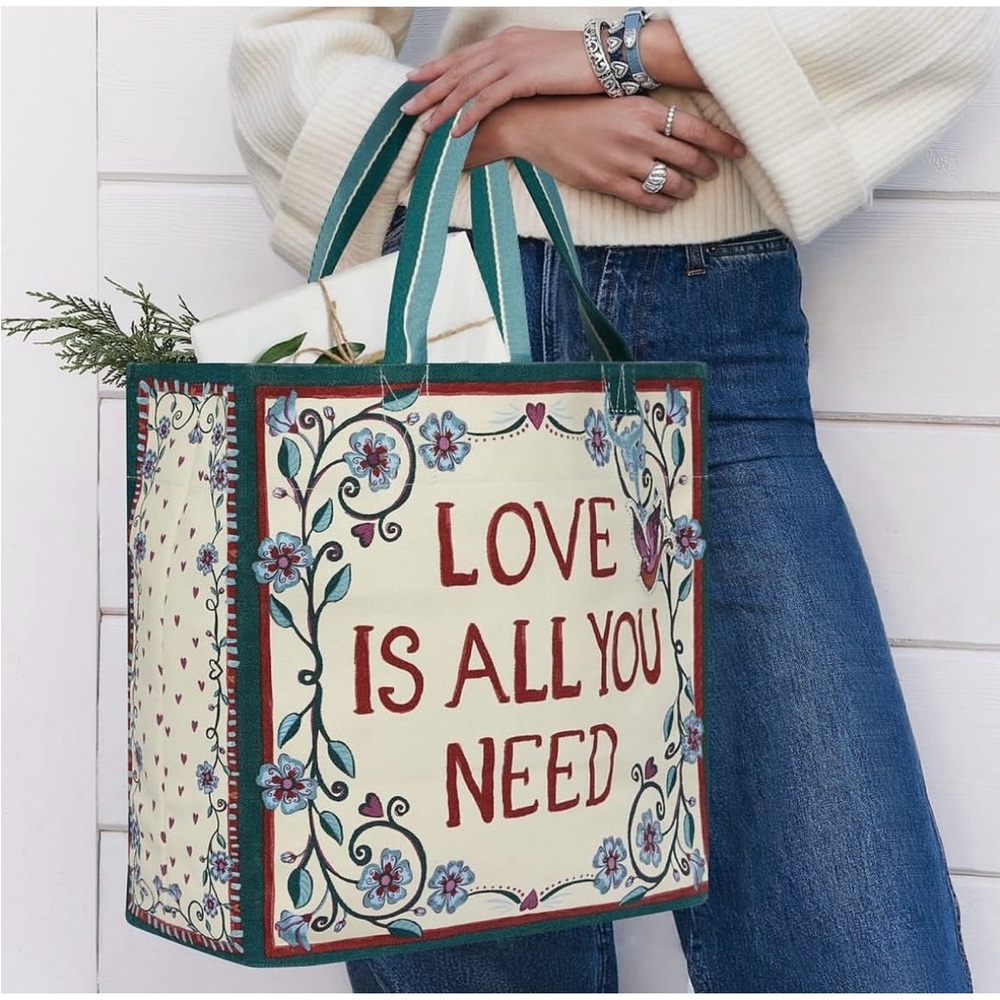Brighton Bella Tile Love Canvas Tote Bag - Large Colorful Summer Garden Designer